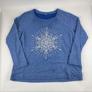 Holiday Time Sweater Womens 14W Blue Snowflakes